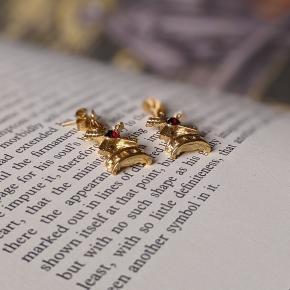 Vintage Genuine Garnet Windmill Earrings - Picture 3 of 8